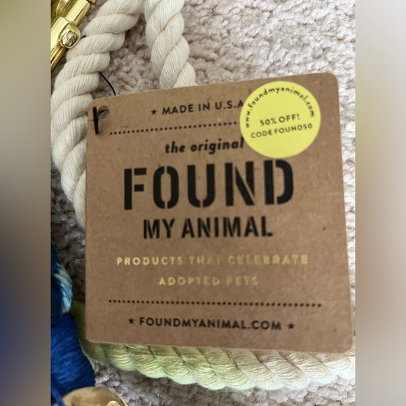 🎉HP🎉 Found My Dog Teal Blue Ombre Rope Knotted Twisted Leash Made in NY 🐕 - Picture 4 of 6